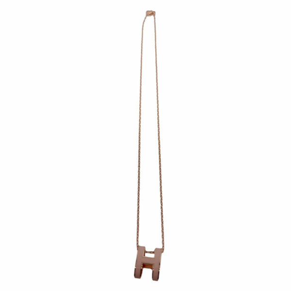 HERMES Pop H Metal Pendant Necklace Rose Dragee