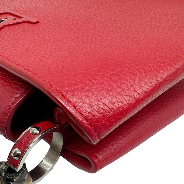 LOUIS VUITTON Capucines BB Python Handle Leather Satchel Bag Red