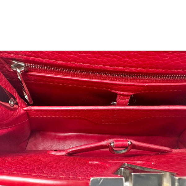LOUIS VUITTON Capucines BB Python Handle Leather Satchel Bag Red