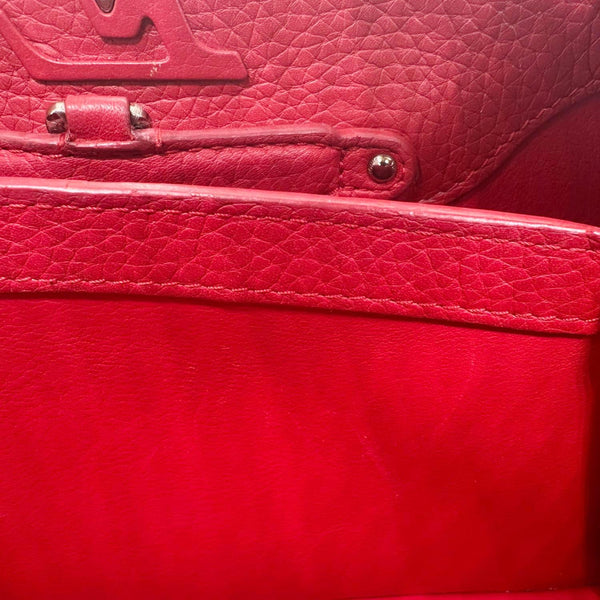 LOUIS VUITTON Capucines BB Python Handle Leather Satchel Bag Red