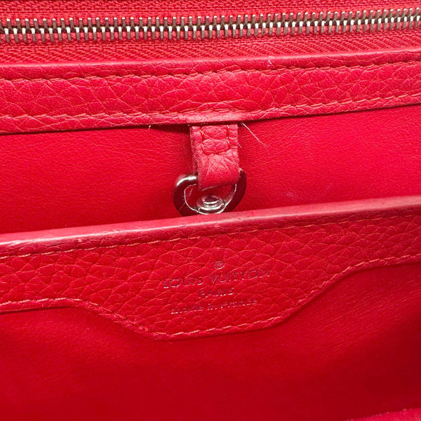 LOUIS VUITTON Capucines BB Python Handle Leather Satchel Bag Red