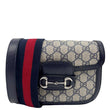 GUCCI Horsebit 1955 Flap Mini Dollar GG Supreme Canvas Shoulder Bag Navy Blue 658574