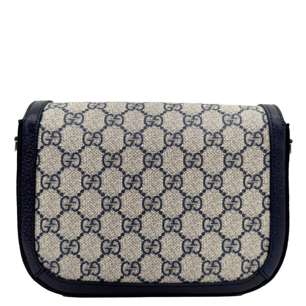 GUCCI Horsebit 1955 Flap Mini Dollar GG Supreme Canvas Shoulder Bag Navy Blue 658574