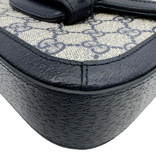 GUCCI Horsebit 1955 Flap Mini Dollar GG Supreme Canvas Shoulder Bag Navy Blue 658574