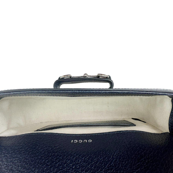 GUCCI Horsebit 1955 Flap Mini Dollar GG Supreme Canvas Shoulder Bag Navy Blue 658574
