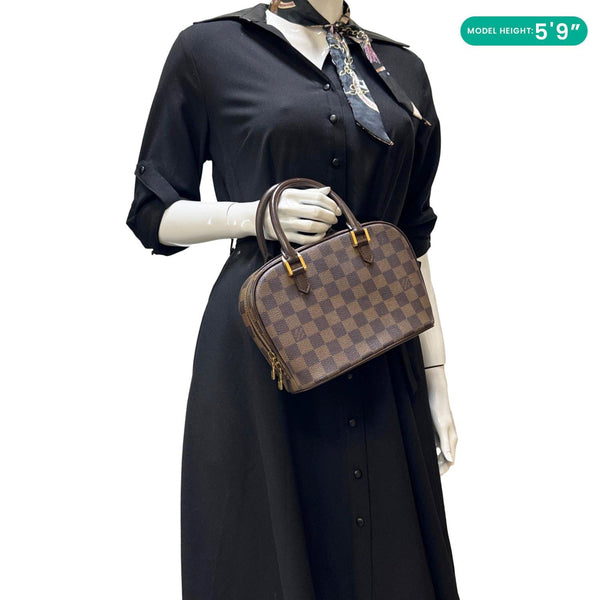 LOUIS VUITTON Sarria Mini Damier Ebene Tote Bag Brown