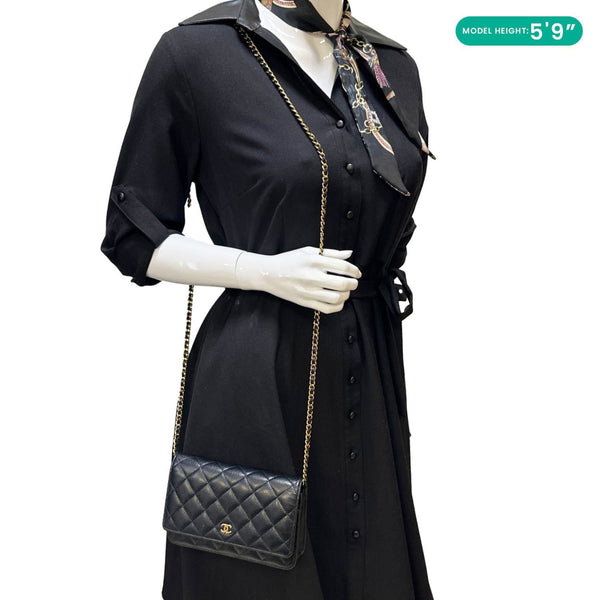 CHANEL WOC Quilted Caviar Leather Crossbody Bag Black