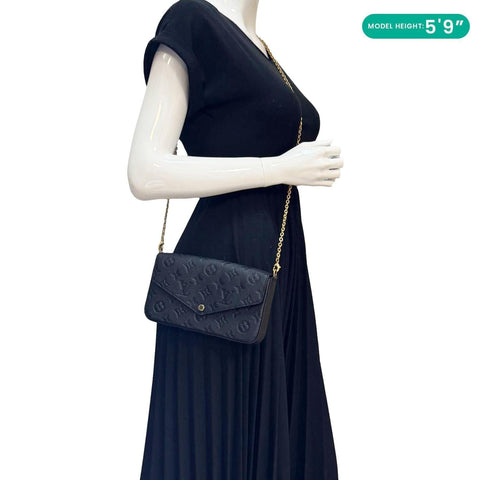 LOUIS VUITTON Felicie Pochette Monogram Empreinte Crossbody Bag Black
