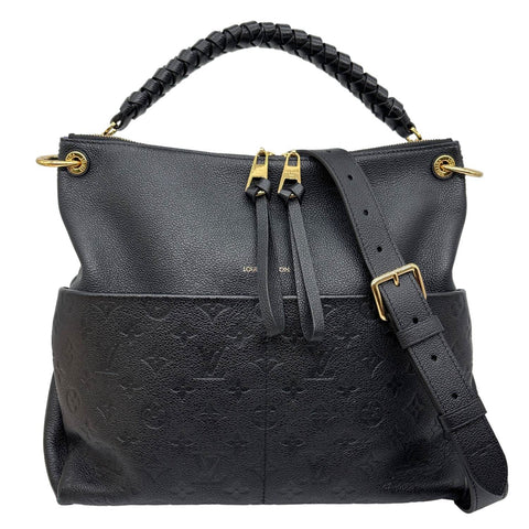 LOUIS VUITTON Maida Monogram Empreinte Leather Hobo Shoulder Bag Black