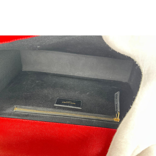 YVES SAINT LAURENT Envelope Flap Large Grain De Poudre Crossbody Bag Red