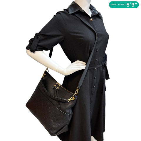 LOUIS VUITTON Maida Monogram Empreinte Leather Hobo Shoulder Bag Black