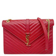 YVES SAINT LAURENT Envelope Flap Large Grain De Poudre Crossbody Bag Red