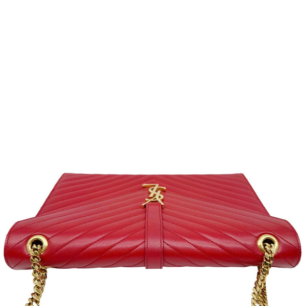 YVES SAINT LAURENT Envelope Flap Large Grain De Poudre Crossbody Bag Red