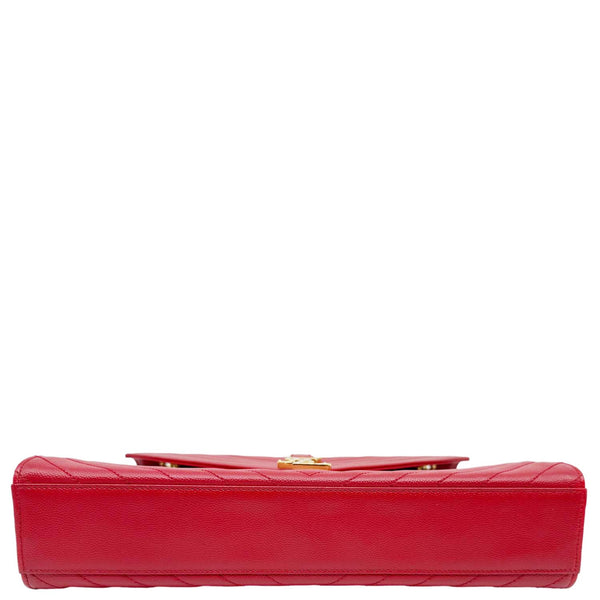 YVES SAINT LAURENT Envelope Flap Large Grain De Poudre Crossbody Bag Red