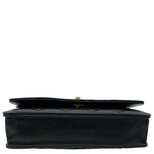 CHANEL Pearl Crown Quilted Lambskin Leather Wallet On Chain Black