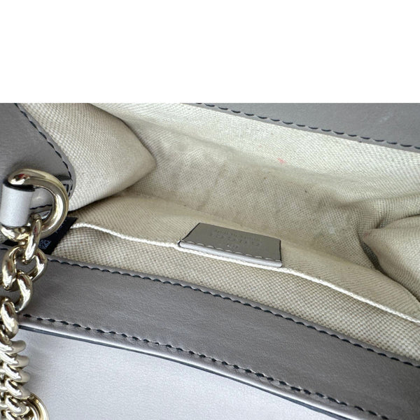 GUCCI Emily Mini Guccissima Leather Chain Shoulder Bag Grey 369622