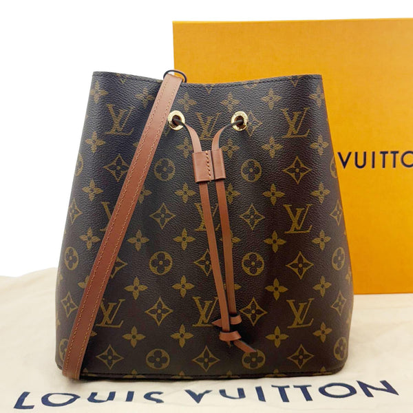 Louis Vuitton Neonoe MM  Monogram Canvas Shoulder Bag in Caramel & Brown - Front
