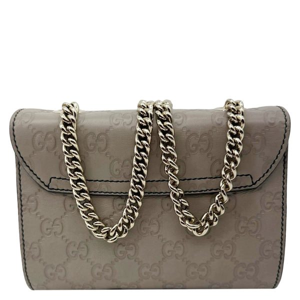 GUCCI Emily Mini Guccissima Leather Chain Shoulder Bag Grey 369622