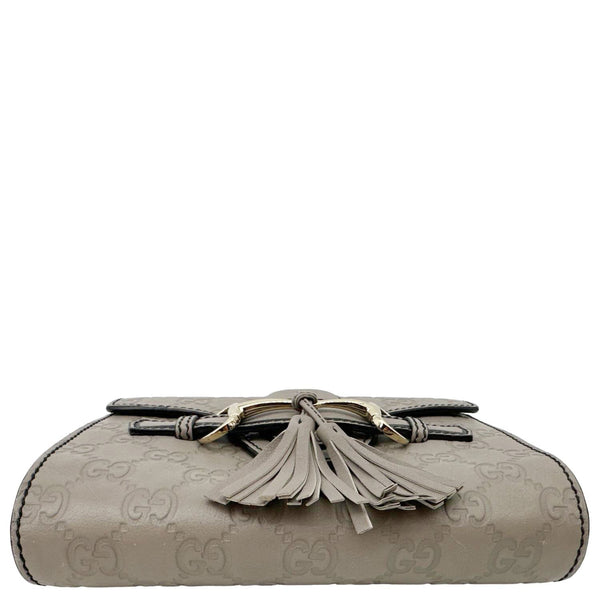 GUCCI Emily Mini Guccissima Leather Chain Shoulder Bag Grey 369622