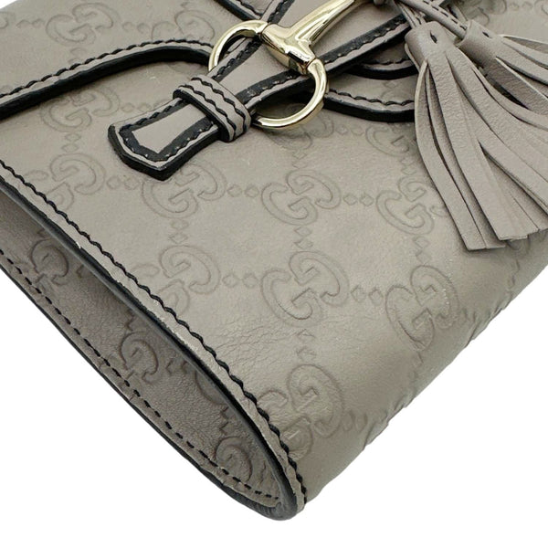 GUCCI Emily Mini Guccissima Leather Chain Shoulder Bag Grey 369622