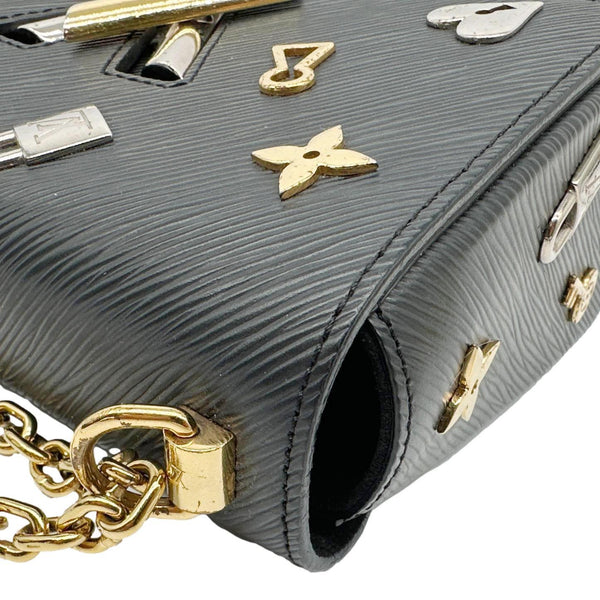 LOUIS VUITTON Twist MM Love Lock Epi Leather Crossbody Bag Black