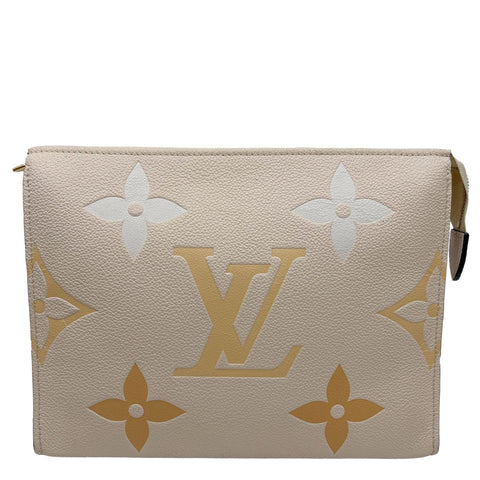 LOUIS VUITTON Toiletry Pouch By The Pool Monogram Giant Empreinte Leather Clutch Peach