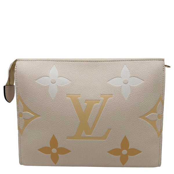 LOUIS VUITTON Toiletry Pouch By The Pool Monogram Giant Empreinte Leather Clutch Peach
