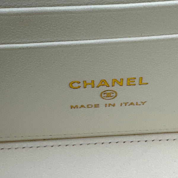 CHANEL Pillow Crush Small Quilted Lambskin Leather Vanity Case With Chain White