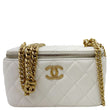 CHANEL Pillow Crush Small Quilted Lambskin Leather Vanity Case With Chain White