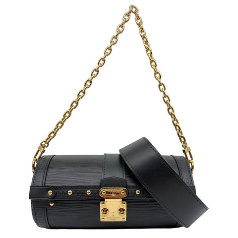 LOUIS VUITTON Papillon Trunk Epi Leather Shoulder Bag Black