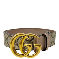 GUCCI Marmont GG Supreme Leather Belt Beige 625839