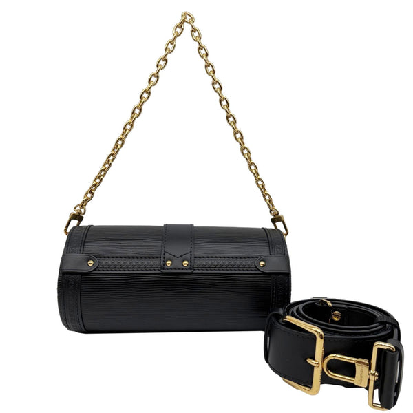 LOUIS VUITTON Papillon Trunk Epi Leather Shoulder Bag Black