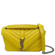 YVES SAINT LAURENT College Flap Medium Chevron Leather Shoulder Bag Yellow