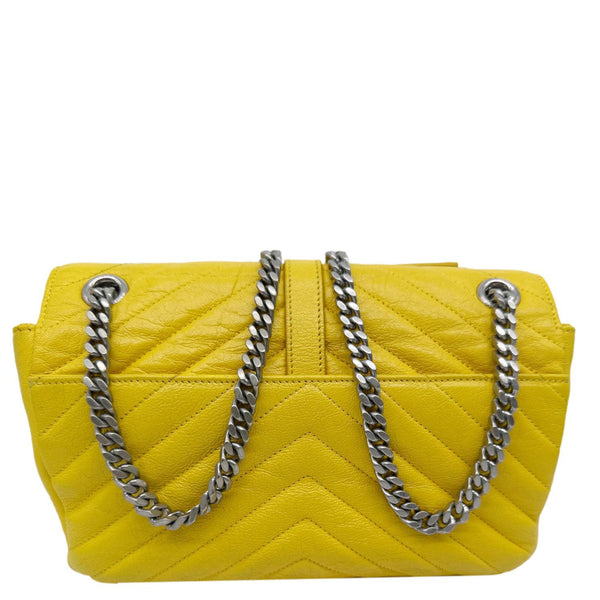 YVES SAINT LAURENT College Flap Medium Chevron Leather Shoulder Bag Yellow