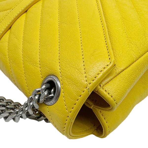 YVES SAINT LAURENT College Flap Medium Chevron Leather Shoulder Bag Yellow