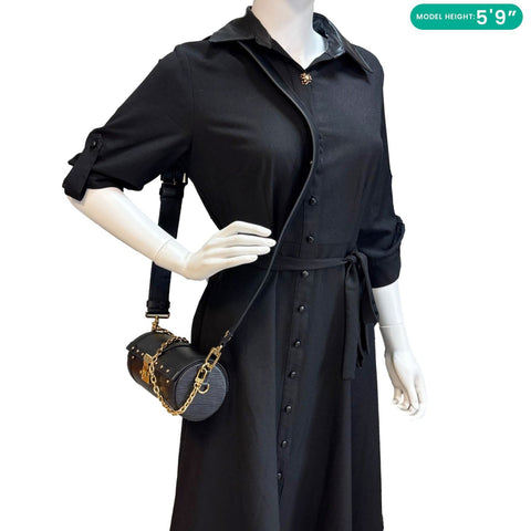 LOUIS VUITTON Papillon Trunk Epi Leather Shoulder Bag Black