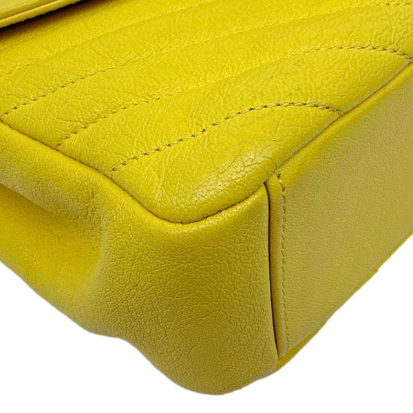 YVES SAINT LAURENT College Flap Medium Chevron Leather Shoulder Bag Yellow