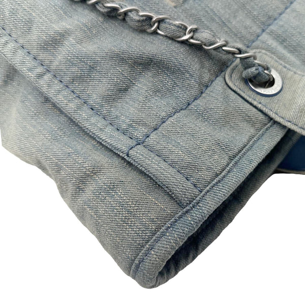CHANEL Deauville Small Distressed Denim Shopping Tote Bag Blue