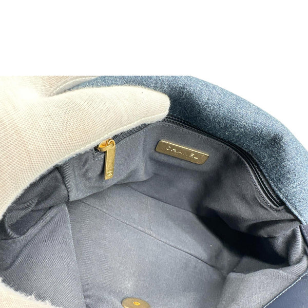 CHANEL 19 Flap Medium Denim Shoulder Bag Blue