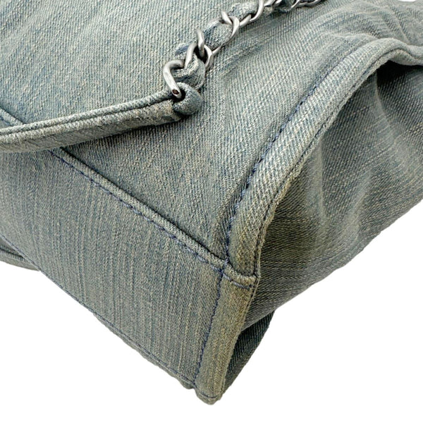 CHANEL Deauville Small Distressed Denim Shopping Tote Bag Blue