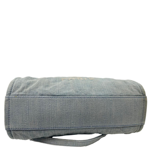 CHANEL Deauville Small Distressed Denim Shopping Tote Bag Blue