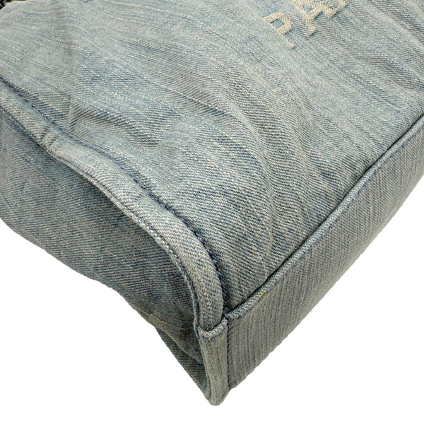CHANEL Deauville Small Distressed Denim Shopping Tote Bag Blue