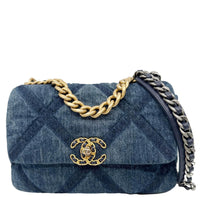 CHANEL 19 Flap Medium Denim Shoulder Bag Blue