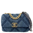 CHANEL 19 Flap Medium Denim Shoulder Bag Blue