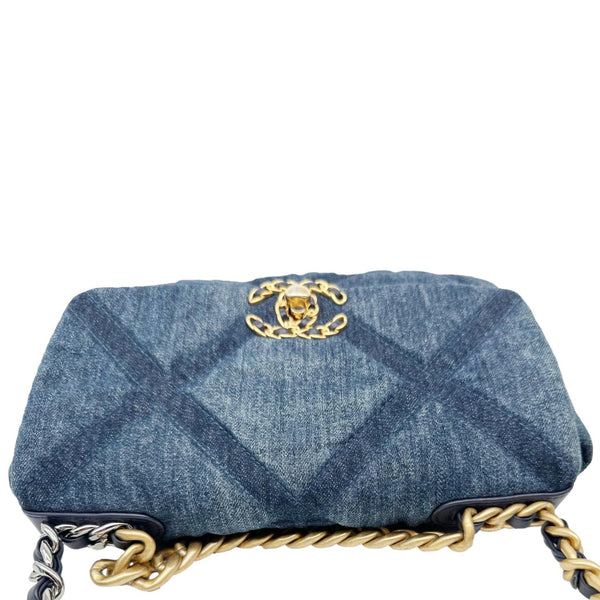 CHANEL 19 Flap Medium Denim Shoulder Bag Blue