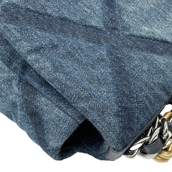 CHANEL 19 Flap Medium Denim Shoulder Bag Blue