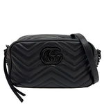 GUCCI GG Marmont Small Matelasse Chevron Leather Camera Bag Black 447632