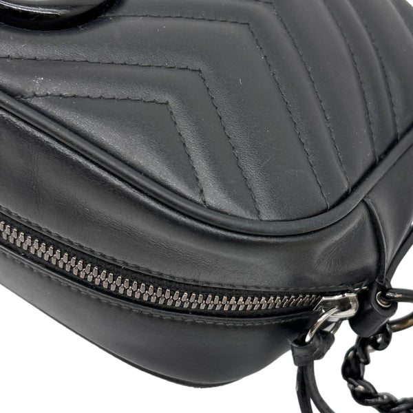 GUCCI GG Marmont Small Matelasse Chevron Leather Camera Bag Black 447632