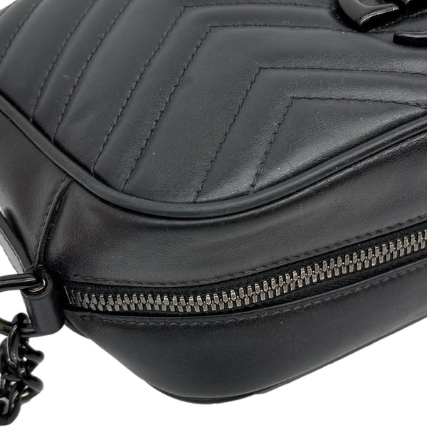 GUCCI GG Marmont Small Matelasse Chevron Leather Camera Bag Black 447632