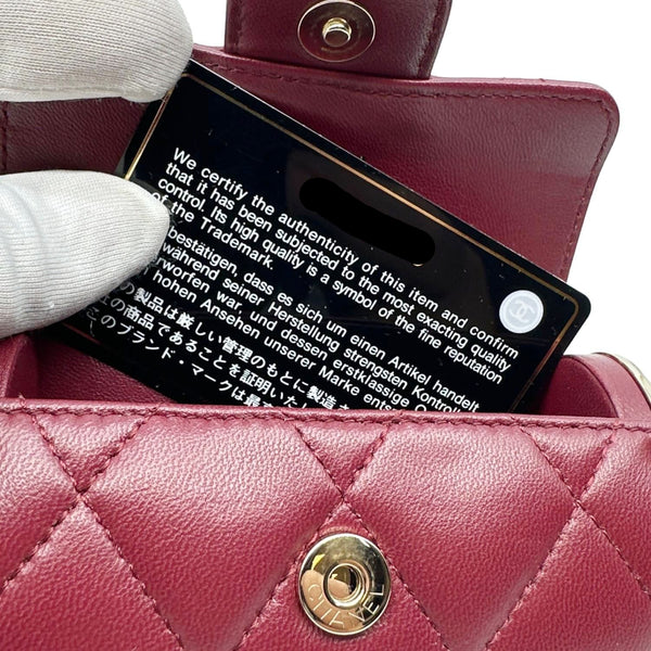 CHANEL Secret Barrel Quilted Lambskin Leather Chain Crossbody Bag Burgundy
